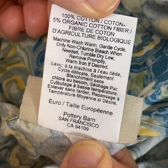 Pottery Barn Rosalie Queen Duvet & 2 Euro Shams Paisley Aqua Blue Yellow Green - Picture 12 of 13